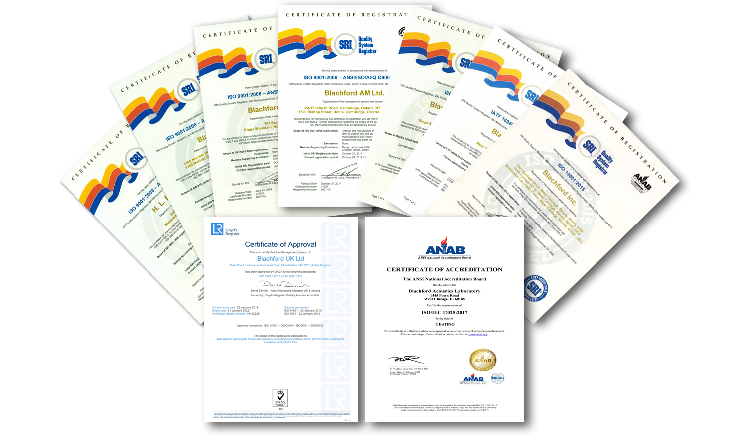 blachford acoustics certifications